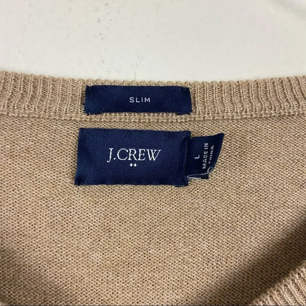 J. Crew | V-Neck Cotton & Wool Sweater Sz L